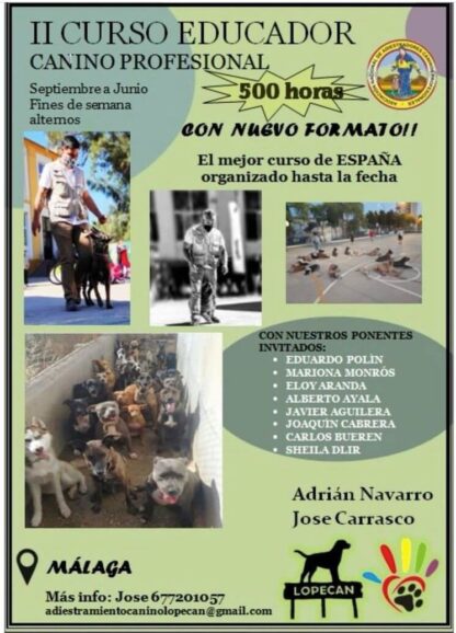 Cartel del curso de adiestrador profesional